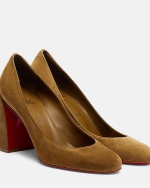 Christian Louboutin Miss Sab 85 Suede Court Shoes - Brown