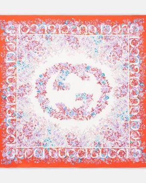 Gucci Pañuelo Cuadrado De Sarga De Seda Estampada - Rojo
