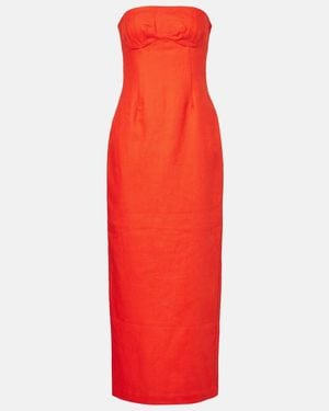 SIR. Strapless Linen Maxi Dress - Red