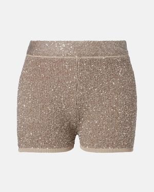 Brunello Cucinelli Shorts Aus Baumwolle Mit Pailletten - Natur