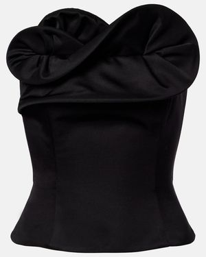 Magda Butrym Ruffled Wool And Silk Bustier Top - Black