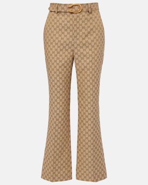 Gucci Gg Canvas Flared Pants - Natural