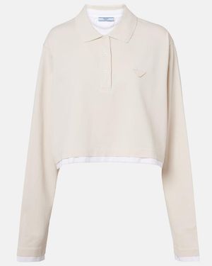 Prada Cotton Pique And Jersey Polo Shirt - White