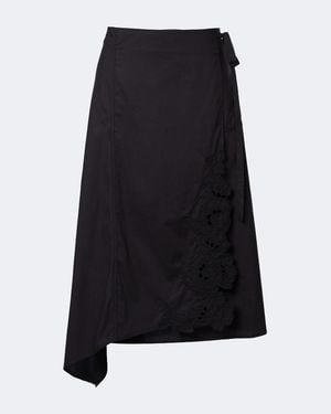 SIR. Klara Asymmetric Cotton Midi Skirt - Black