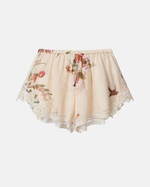 Zimmermann Patience Floral Cotton And Silk Shorts - Natural