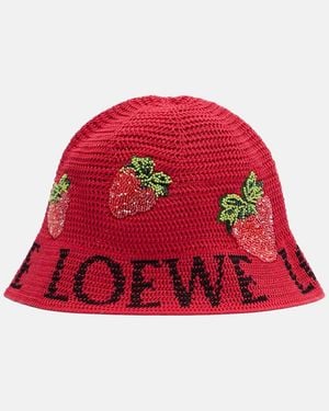 Loewe Paula's Ibiza Crochet Cotton Bucket Hat - Red