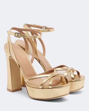 Malone Souliers Sylvie Leather And Mesh Platform Sandals - Metallic