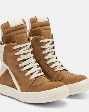 Rick Owens Geobasket Suede High-Top Trainers - Brown