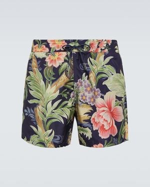 Etro Floral-Print Swim Shorts - Blue