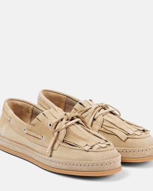 Hogan H683 Suede Loafers - Natural
