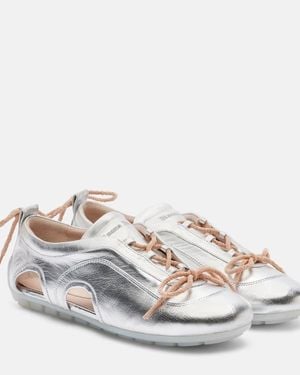 Simone Rocha Cutout Metallic Leather Trainers - White