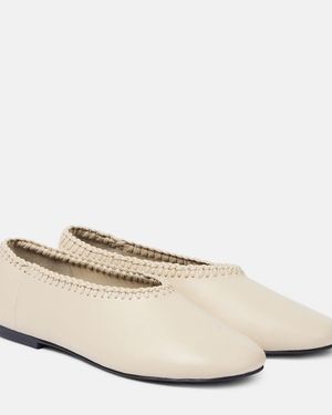 A.Emery Park Embroidered Leather Ballet Flats - Natural