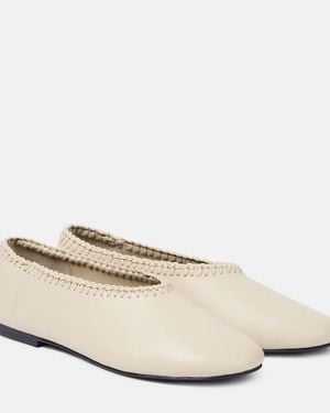 A.Emery Park Embroidered Leather Ballet Flats - Natural
