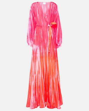 Anna Kosturova Printed Silk Wrap Dress - Pink