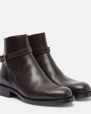 The Row Nobilis Leather Ankle Boots - Black
