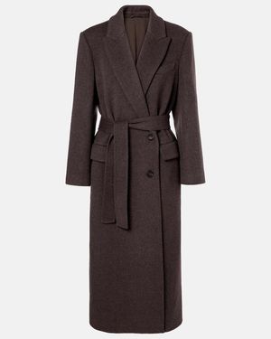 Brunello Cucinelli Wool And Cashmere Wrap Coat - Brown