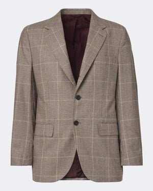 Rubinacci Checked Virgin Wool Blazer - Brown