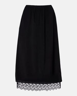 Simone Rocha Lace-Trimmed Crepe De Chine Midi Skirt - Black