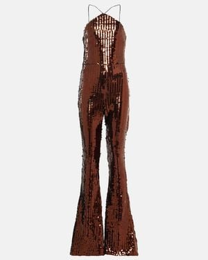 Taller Marmo Jagger Sequined Flared Jumpsuit - Brown