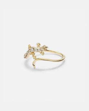 Sydney Evan Anillo Lizard De Oro De 14 Ct Con Diamantes - Blanco