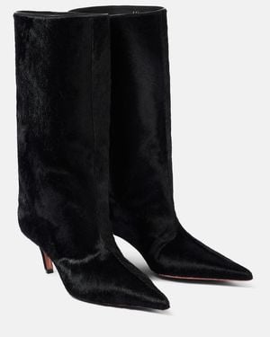 AMINA MUADDI Fiona 60 Calf Hair Knee-High Boots - Black