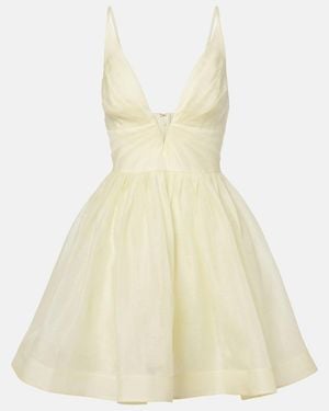 Zimmermann Illuminate V Neck Mini Dress - Natural