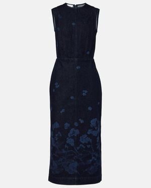 Erdem Floral Denim Midi Dress - Blue