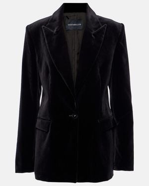Costarellos Azura Cotton Velvet Blazer - Black