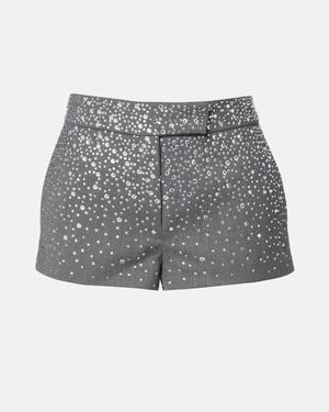 Alex Perry Low-Rise Crystal-Embellished Micro Shorts - Grey