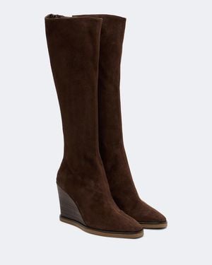 Aquazzura Saint Honore Suede Knee-High Boots - Brown