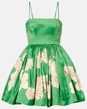 ALÉMAIS Floral Gathered Minidress - Green