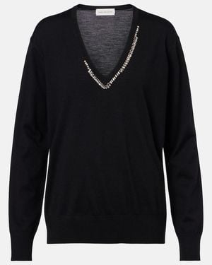 Dries Van Noten Verzierter Pullover Aus Wolle - Blau