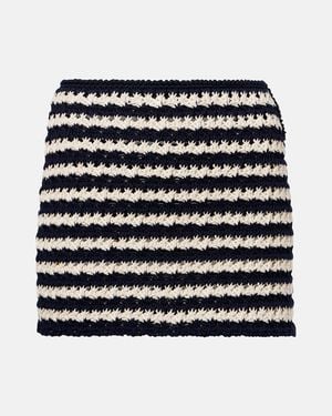 Prada Crochet Striped Cotton Miniskirt - Black