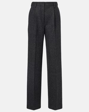 Dries Van Noten Pinstriped Wool Wide-Leg Trousers - Blue