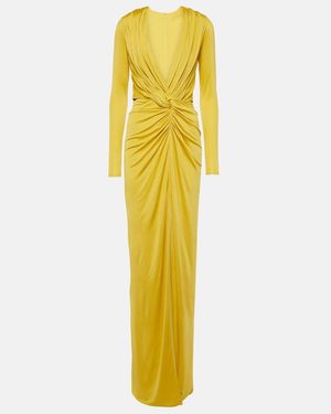 Costarellos Brienne Gathered Jersey Gown - Yellow