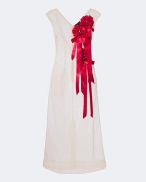 Simone Rocha Verziertes Midikleid Aus Tuell - Rot