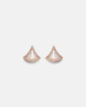 BVLGARI Pendientes Divas' Dream De Oro Rosa De 18 Ct Con Nacar Y Diamantes - Blanco