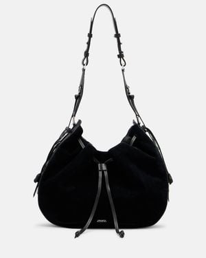 Isabel Marant Schultertasche Bolton Medium Aus Veloursleder - Schwarz
