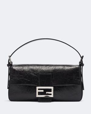 Fendi Baguette Small Leather Shoulder Bag - Black