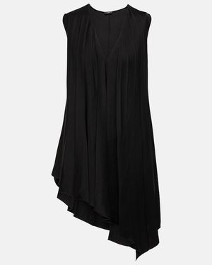 JOSEPH Pleated Asymmetric Satin Top - Black