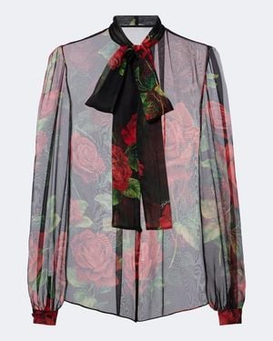 Dolce & Gabbana Bluse Aus Seidenchiffon - Schwarz