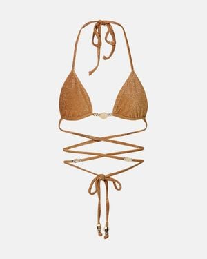 SAME Shell Embellished Bikini Top - Metallic