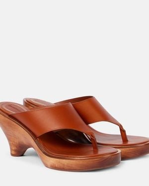 Zimmermann Wild 95 Leather Wedge Thong Sandals - Brown