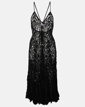 Anna Kosturova Open-Knit Cotton Midi Dress - Black
