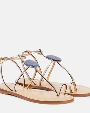 Amanu Cairo Embellished Metallic Leather Sandals