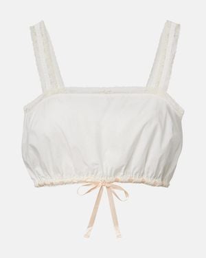 Posse Alma Lace-Trimmed Cotton Crop Top - White
