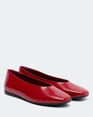 Prada Leather Ballet Flats - Red