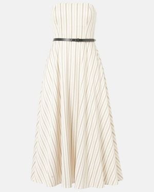 Max Mara Fervida Cotton And Linen Midi Dress - Natural
