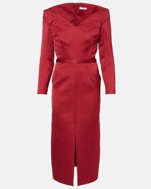 Safiyaa Asuman Off-Shoulder Midi Dress - Red