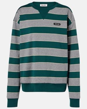 Miu Miu Sudadera Oversized De Algodon A Rayas - Verde